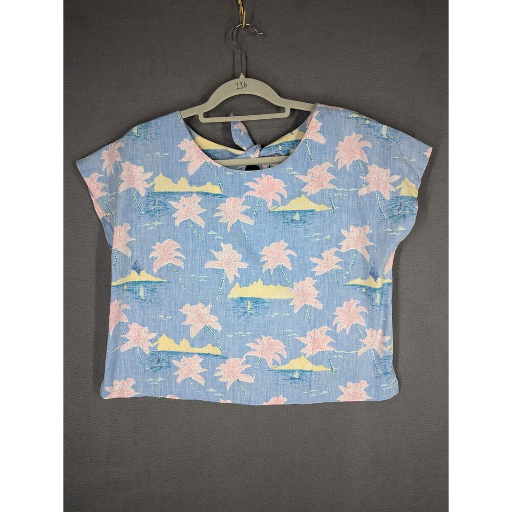 VTG Reyn Spooner Womens S Two Piece Set Hawaiian Blue Floral Print Aloha 60s 70s - Picture 10 of 15